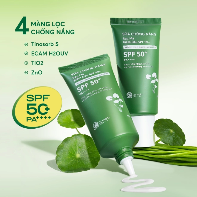 sữa chống nắng rau má kiềm dầu spf 50+ pa++++