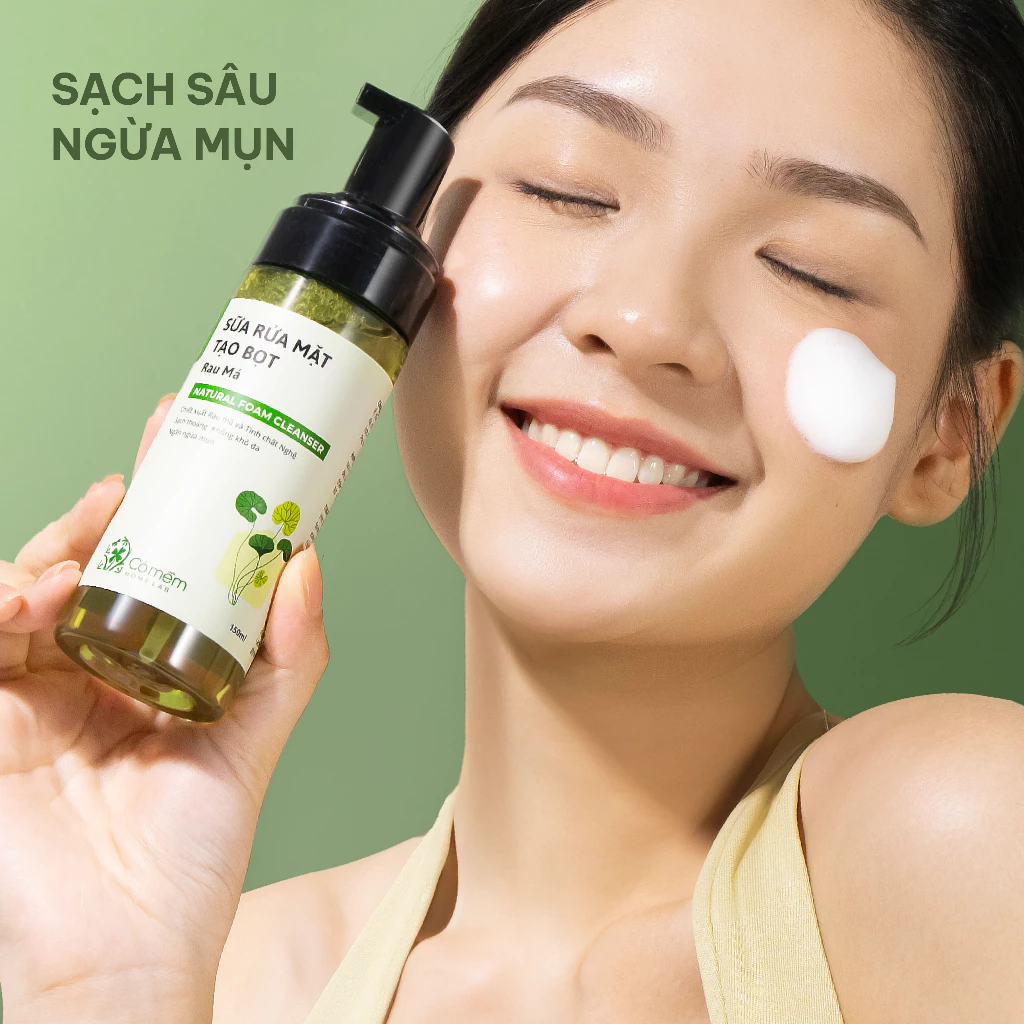 sữa rửa mặt tạo bọt rau má làm sạch sâu, dịu nhẹ cho da nhạy cảm & da mụn